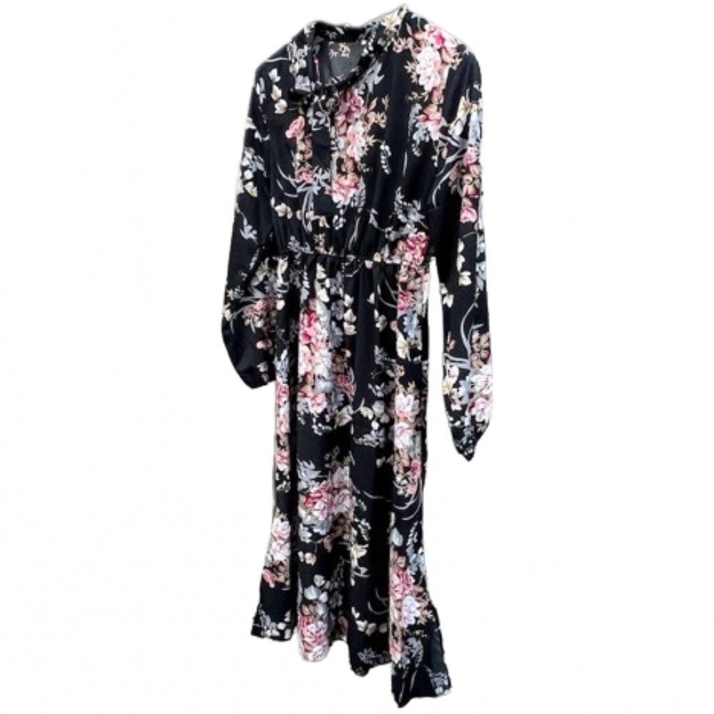 Floral Print Split Midi Cotton/Poly Dress NWT Size XL - Picture 5 of 12